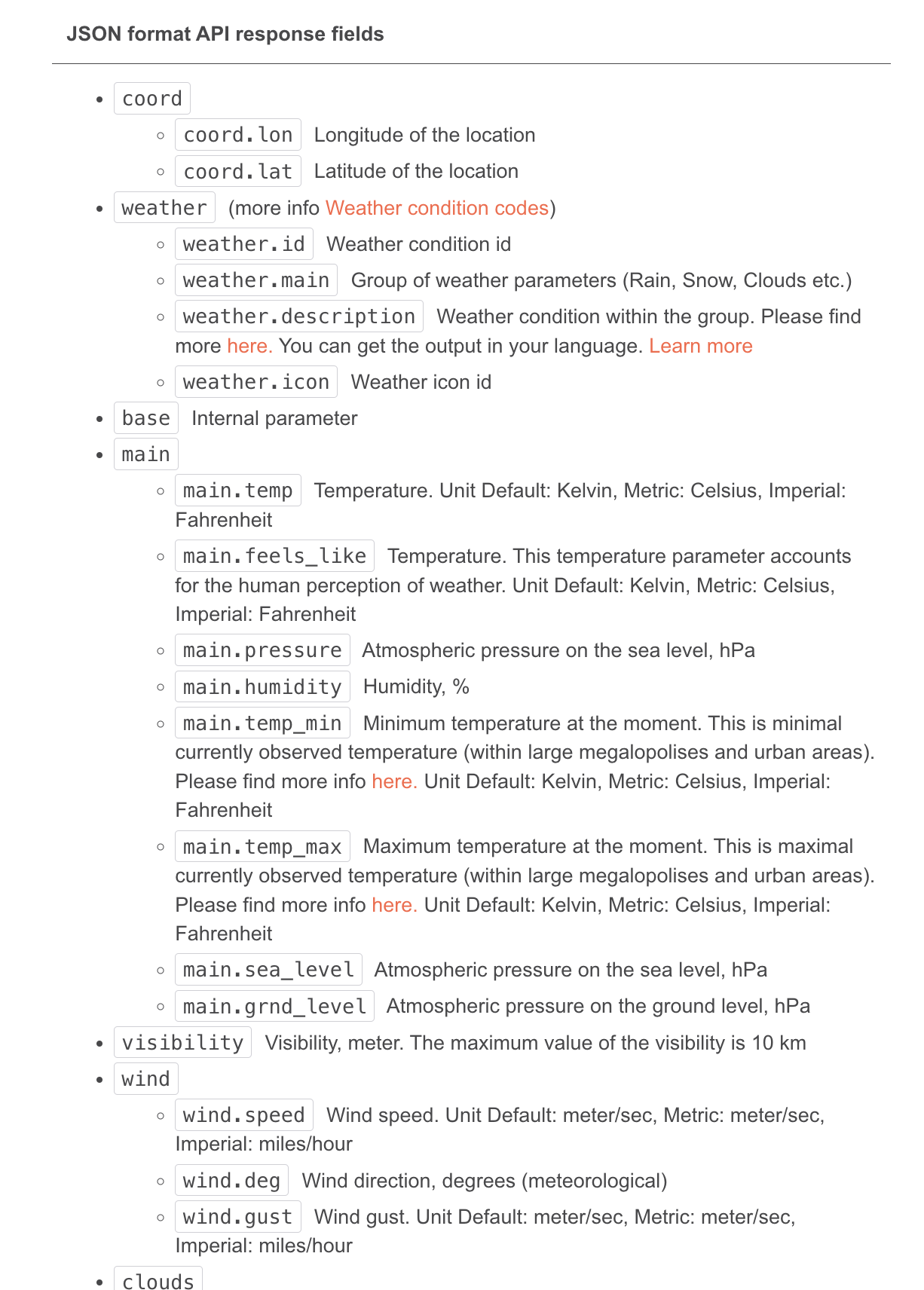 Response documentation