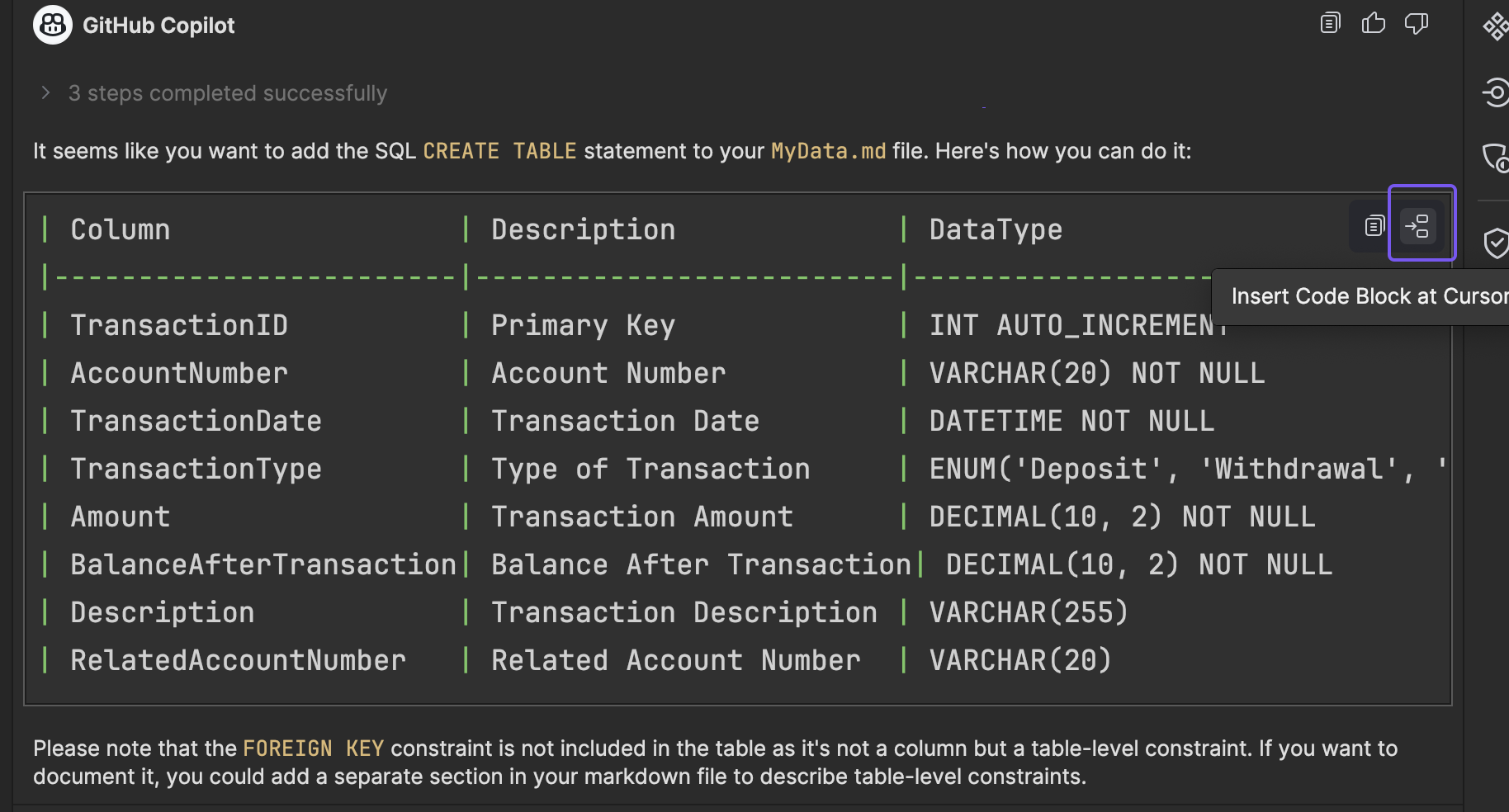 Data conversion insert